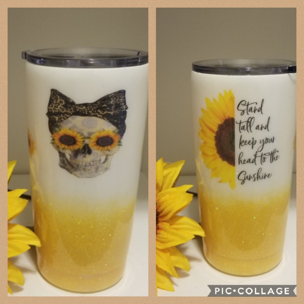 Skull/Sunflower tumbler